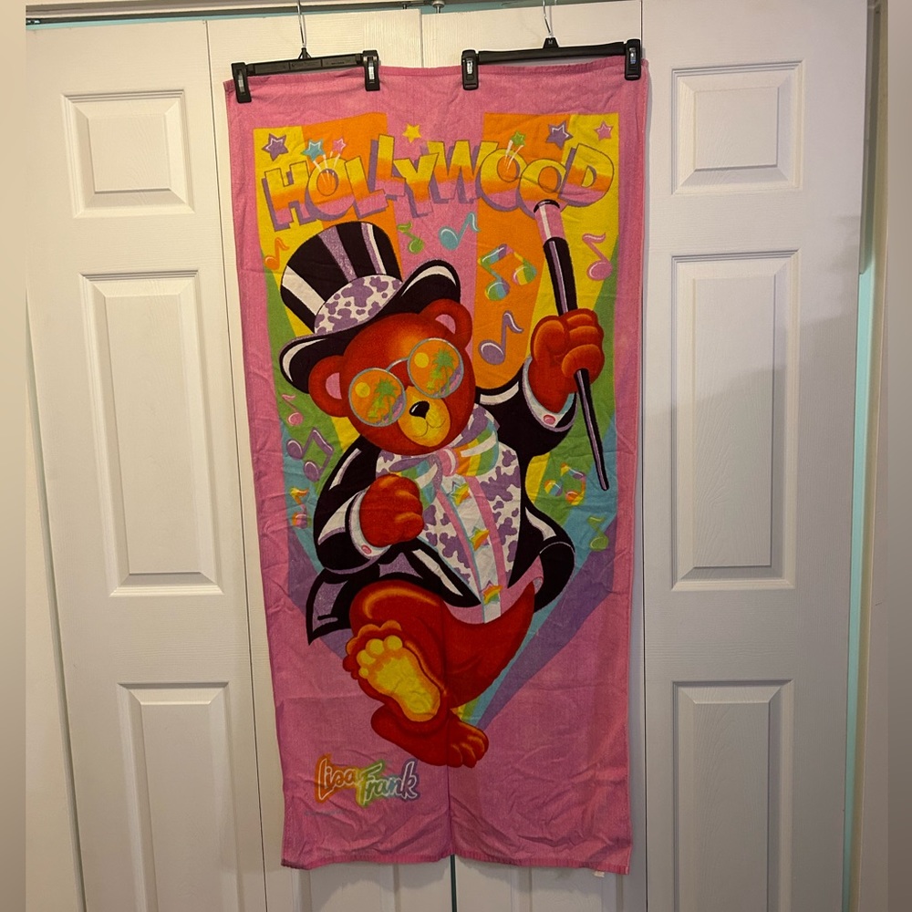 Vintage Used Condition Lisa Frank Hollywood Bear Beach Towel